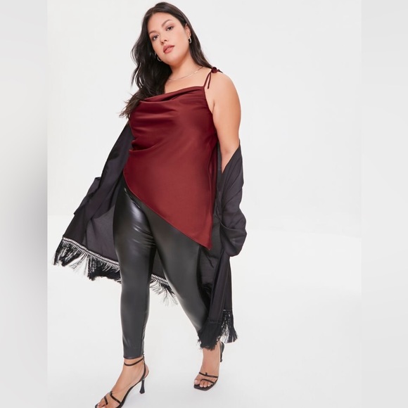 Forever 21+ Satin Tie Top Asymmetrical Cami - Picture 5 of 10